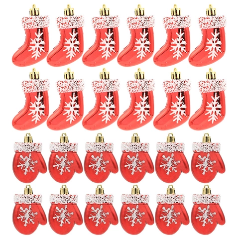 Rote Schneeflocke Bemalte Weihnachtsbaum Hängende Socken Handschuhe Festive Home Party Decor Kunststoff Glitzer Ornamente