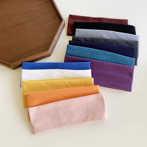 Ribbed Knit Headband Solid Color Wide Elastic Hair Band For Yoga Sports Fitness Daily Face Washing Minimalist Women