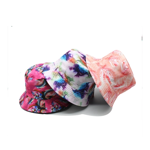 Reversible Bucket Hat Cotton Polyester Abstract Print Sun Protection Streetwear Hip Hop Outdoor Unisex