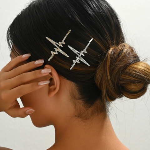 Rhinestone EKG Herzschlag Haarspange Legierung Metall Glänzende Haarnadel Für Frauen Mädchen Mode Haarschmuck