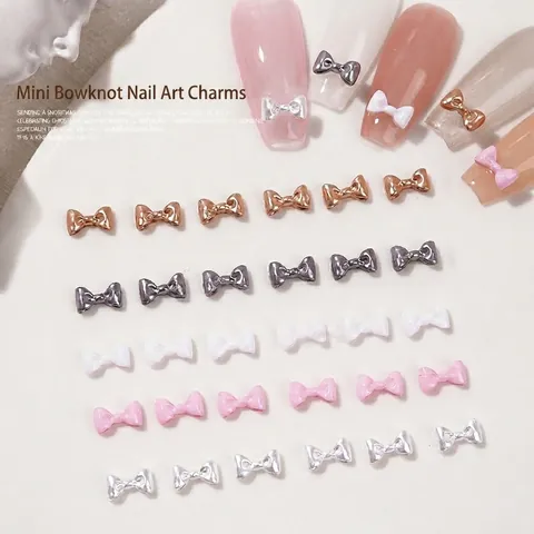 Ciondoli Per Nail Art Con Fiocco 3D Resina Lega Mini Papillon DIY Manicure Decorazione Dolce Elegante Accessori Per Saloni Professionali