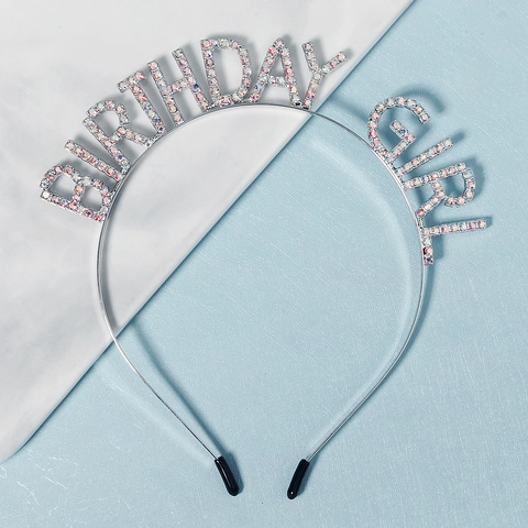 Rhinestone Birthday Girl Letter Headband Metal Crystal Birthday Party Hairband Fashion Bridal Accessory For Women Girls