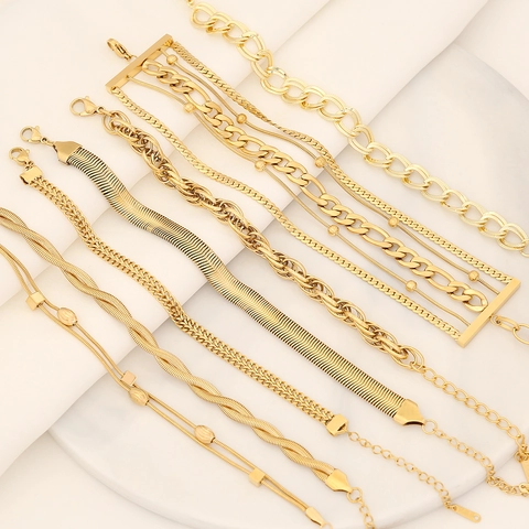 Mode Roestvrijstalen Armband Voor Vrouwen Verguld Verstelbare Slangenketting Minimalistische Sieraden Elegant Cadeau