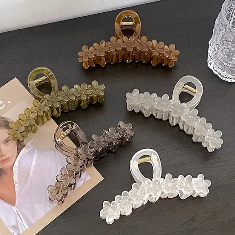 Blumen Haarkralle Harz Acryl Kunststoff Starker Halt Haarklammer Für Dickes Haar Elegantes Blumendesign Für Damen