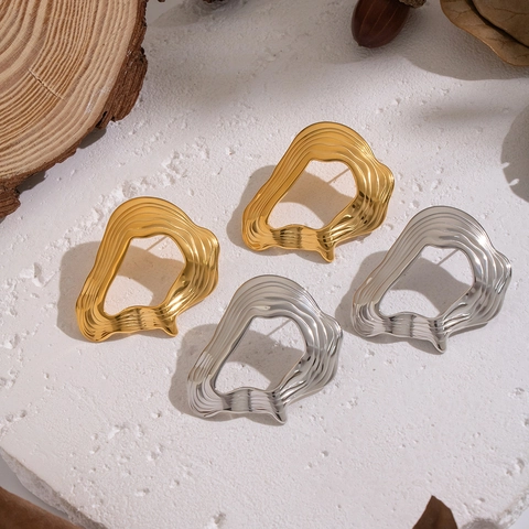 Pendientes De Aro Geométricos Irregulares Acero Inoxidable 304 Chapado En Oro De 18K Impermeables Joyería Para Mujer