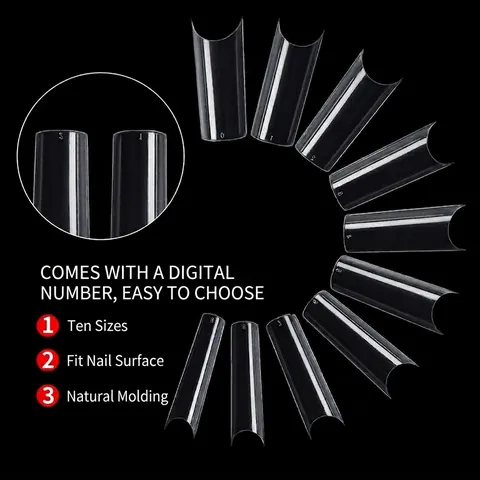 500-600 Stück Professionelle Künstliche Nagelspitzen Französisch Stiletto Ballerina Coffin Form Transparent Natur Klar Acryl Künstliche Nägel Für Maniküre DIY