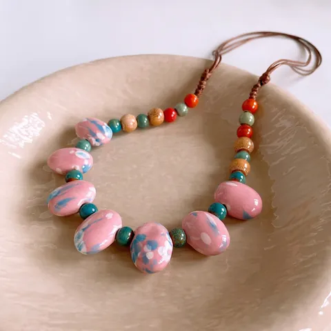 Collana Di Perline In Ceramica Etnica Vintage Fatta A Mano Perline In Legno Colorate Stile Boho Per Donne