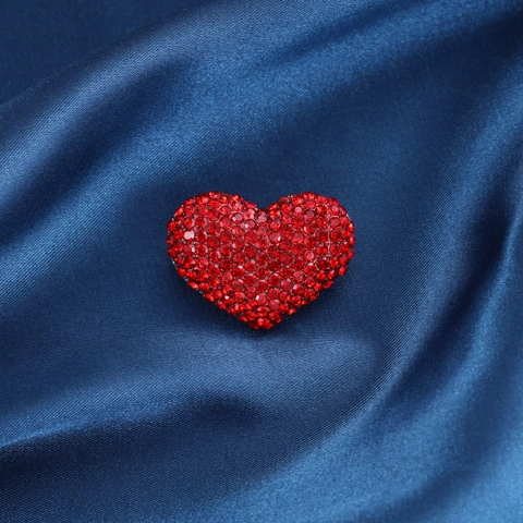Spilla A Cuore Con Strass Rossi Per Donna Elegante Lega Cristallo Corsage Regalo San Valentino Accessorio Di Moda