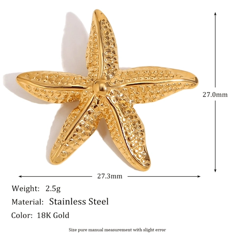 Spilla Vintage Cuore Stella Marina Acciaio Inossidabile Placcato Oro 18K Con Perla Artificial Rhinestone Pin Geometrica Per Donna