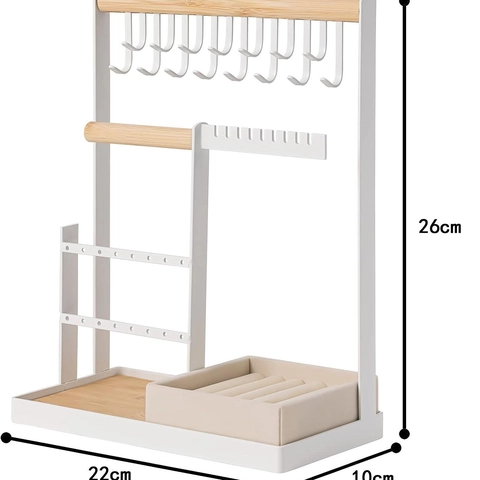 Jewelry Organizer Stand Metal Iron Wood Tiered Display Rack For Necklaces Earrings Rings Storage Holder Tray