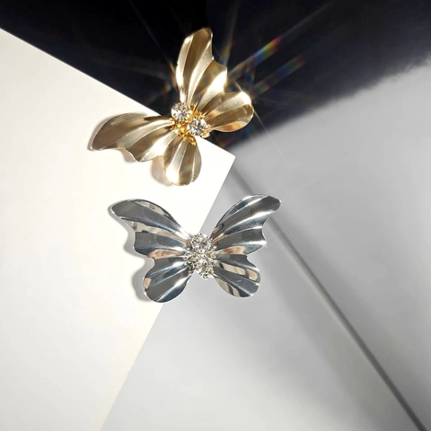 Pince À Cheveux Papillon En Alliage Métallique Avec Strass Épingle À Cheveux Bec De Canard Style Coréen Pour Femmes
