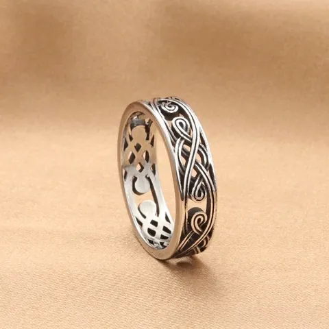 Anillo Hueco Con Nudo Celta Vintage De Acero Inoxidable Punk Color Plateado Retro Para Hombres