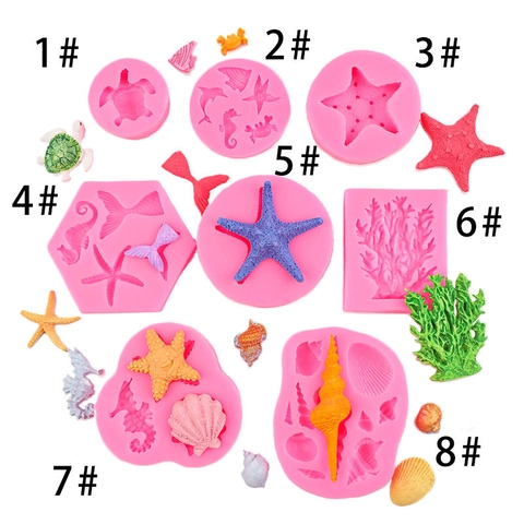 Stampo In Silicone Per Torte Creature Marine Conchiglia Stella Marina Cavalluccio Marino Fondente Cioccolato Caramelle DIY