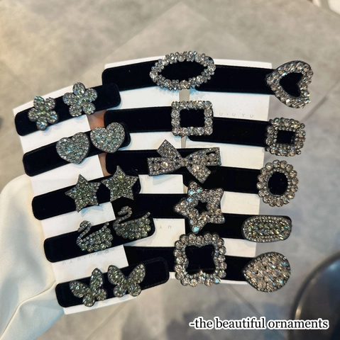 Luxus Samt Strass Haarklammern Elegant Herz Stern Schmetterling Schleife Seitenspangen Vintage Haarschmuck Für Damen