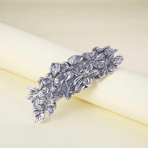 Vintage Bloemen Haarclip Metalen Veer Barrette Noordse Stijl Florale Haarspeld Voor Vrouwen Elegant Hoofddeksel Accessoire