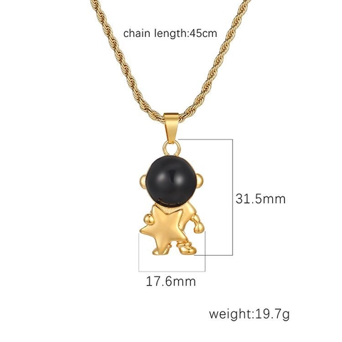Collana Pendente Astronauta Acciaio Inossidabile Stella Gioielli Spaceman Coppie Regalo San Valentino Catena Intrecciata Moda