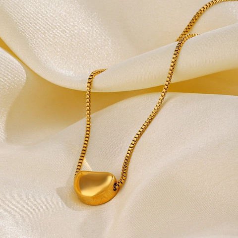Minimalistische Goldene Bohnen Anhänger Halskette Edelstahl Vergoldet Box Kette Schlüsselbein Schmuck Für Damen Mode
