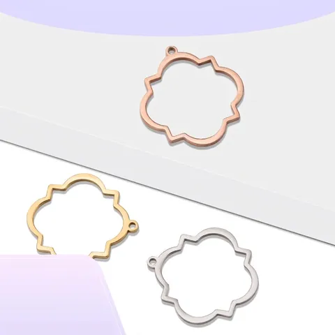 Quatrefoil Open Frame Pendant Stainless Steel Hollow Flower Geometric Charm DIY Jewelry Earring Connector Mirror Accessory