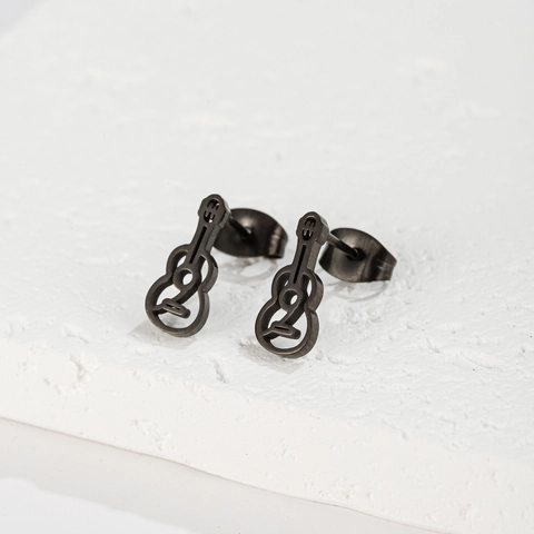 Pendientes De Guitarra Acero Inoxidable Minimalismo Instrumento Musical Diseño Hueco Para Mujeres Niñas Joyas Musicales