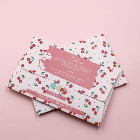 Jewelry Polishing Cloth Pink Cherry Pattern Packaging Soft Suede For Silver Gold Platinum Cleaning Anti Tarnish