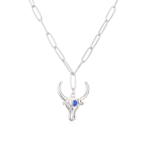 Retro Stierkopf Anhänger Halskette Kupfer Achtzehn Karat Vergoldet Mikro Eingelegt Zirkonia Öltropfen O-Kette Damen Mode Schmuck