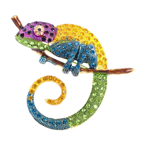 Colorful Chameleon Brooch Pin Alloy Multi Color Rhinestone Animal Corsage Accessories Fashion Jewelry Gift