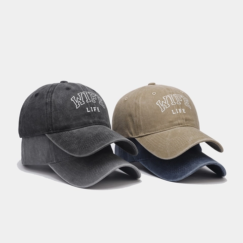 Casquette De Baseball Broderie WIFE LIFE Coton Lavé Rétro Ajustable Chapeau De Soleil Femmes Hommes