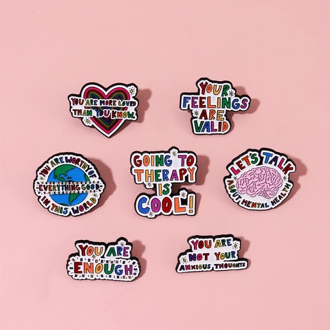 Broche En Émail En Alliage De Sensibilisation À La Santé Mentale Épingles D Affirmations Positives Badges Pour Sac À Dos