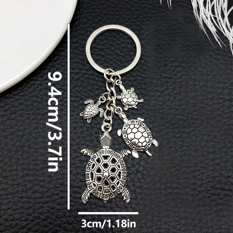 Antique Silver Sea Turtle Alloy Keychain Cute Animal Key Ring Backpack Car Key Pendant Fashion Jewelry Gift