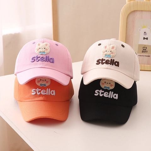 Gorra De Béisbol Para Niños Con Bordado De Conejo Lindo Algodón Ajustable Transpirable Sombrero Protección Solar