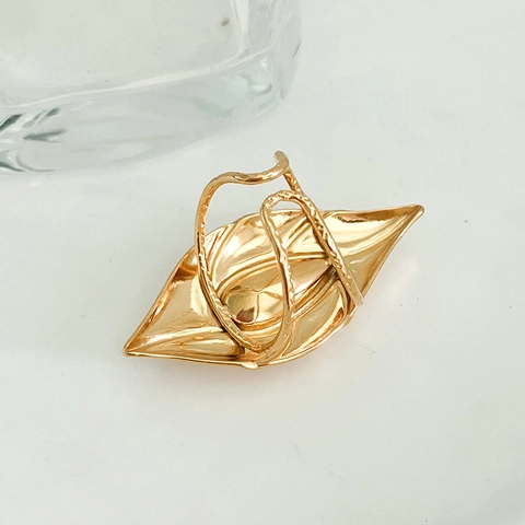 Stainless Steel Gold Plated Ring Pink Zircon Water Drop Teardrop Vintage Leaf Texture Chic Jewelry For Women