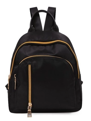 Women Fashion Mini Backpack Simple Waterproof Oxford Nylon Cloth Casual Travel Outdoor Shoulder Bag Golden Metal Zippers