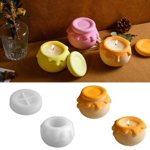 Stampo In Silicone Vasetto Di Miele Per Creazione Candele Fai Da Te Contenitore Resina Forma Miele Con Coperchio