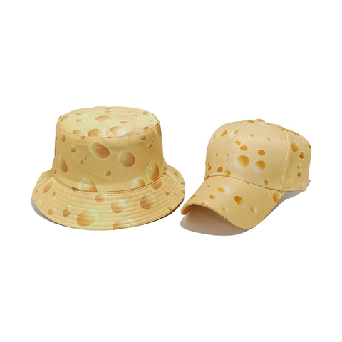 Chapeau Bob Et Casquette De Baseball En Polyester À Motif Créatif De Fromage Et Hot Dog Protection Solaire Extérieure Mode Mignonne Nouveauté