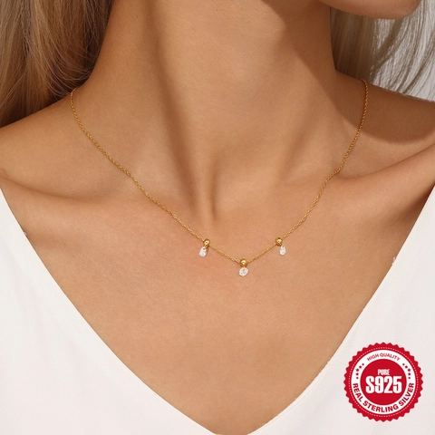 Collana con Pendente Geometrico in Argento Sterling S925 Bracciale Gioielli per Donna Accessorio per Gioielli Minimalista Placcato Oro