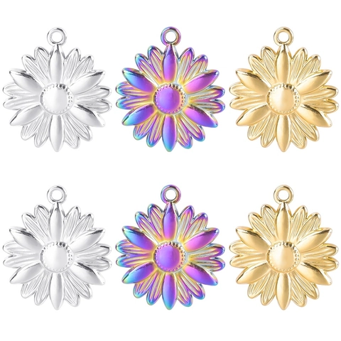 Colgante De Girasol Collar Acero Inoxidable Margarita Hueca Accesorio Para Hacer Joyas Para Mujeres Niñas
