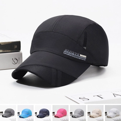 Unisex Quick-Dry Baseball Cap Mesh Breathable Polyester Sports Hat Outdoor Sun Protection Adjustable Buckle Lightweight