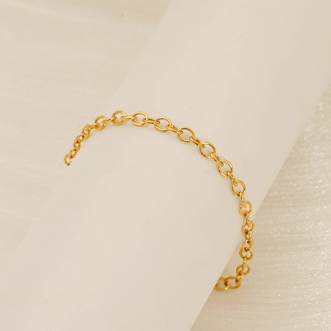 Collar Y Pulsera Minimalistas De Acero Inoxidable Bañados En Oro 18K Joyas De Moda Que No Se Decoloran Para Mujer Hombre