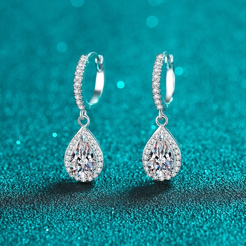 Orecchini Pendenti in Moissanite a Goccia Con Perno in Argento Sterling 925 Eleganti Orecchini a Goccia d'Acqua in Zirconia Donna Gioielli