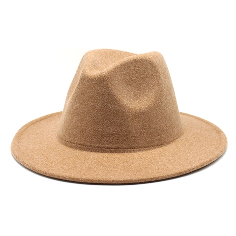 Fedora Hat Woolen Felt Vintage British Style Wide Brim Unisex Jazz Hat Casual Outdoor Autumn Winter Fashion