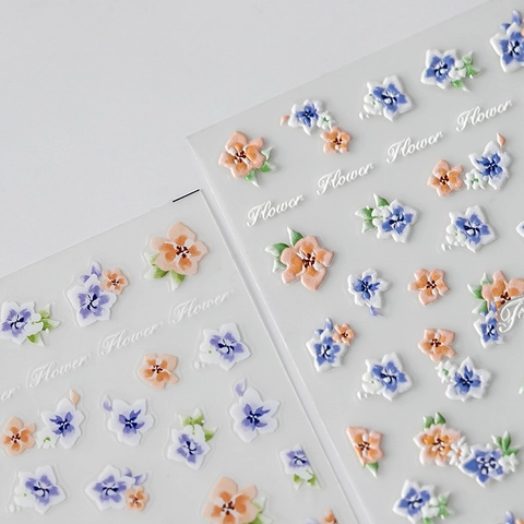 Autocollants Nail Art 3D Gaufrés Motifs Floraux Auto-Adhésifs Décoration De Manucure Pour Femmes Décalcomanies