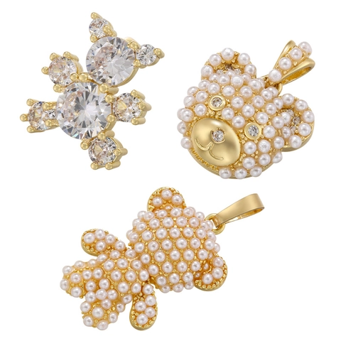 Collana Con Ciondolo A Forma Di Orso Carino Ottone Con Künstliche Perle Artificiali E Zirconia Gioielli Per Donne