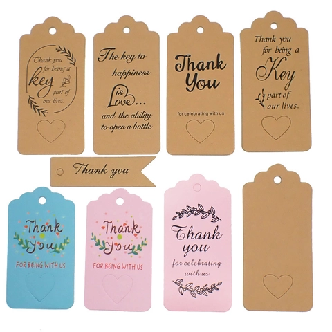 Kraft Paper Thank You Gift Tags With Jute Twine Rustic Scalloped Heart Cutout Labels For Wedding Birthday Party Favors