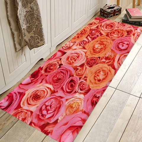 Absorbent Floor Mat Non-Slip Door Rug Decorative Kitchen Bathroom Living Room Carpet Polyester Washable