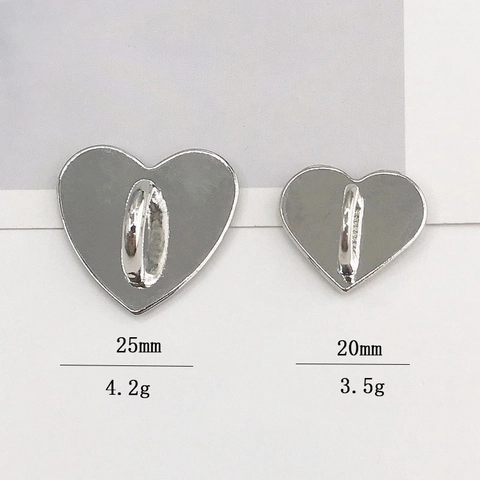 Alloy Heart Rectangle Metal Buckle Buttons DIY Jewelry Findings Smooth Shiny Rhinestone Sewing For Handmade Accessories
