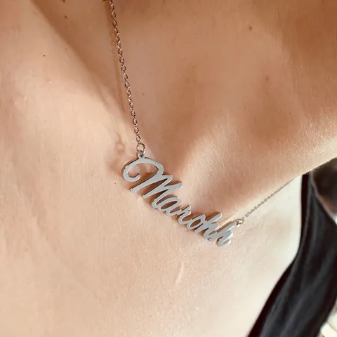 Personalized Stainless Steel Name Necklace For Women Minimalist Script Alphabet Pendant Clavicle Chain Jewelry Gold Silver Tone Gift