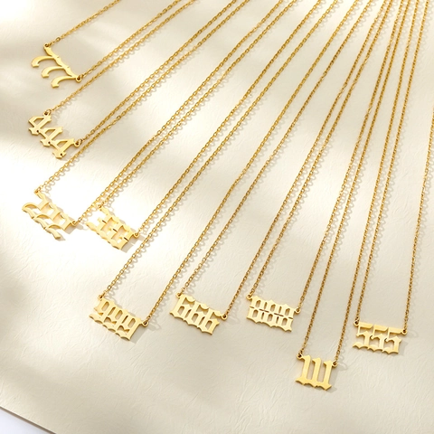 Engel Nummer Halskette Edelstahl Gothik Altenglisch Nummer Anhänger Schmuck Geschenk Für Damen Herren Minimalistisch