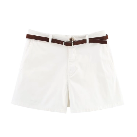 Pantalones Cortos Casuales Para Mujer Con Cinturón Color Sólido Ajuste Holgado Poliéster Moda Streetwear