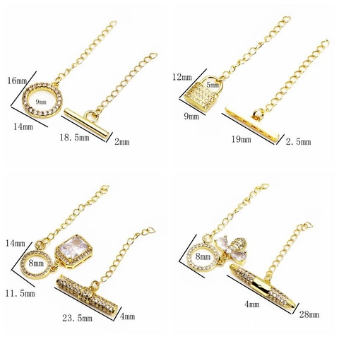 Brass Gold Plated Toggle Clasp Cubic Zirconia Heart Star Bee Butterfly DIY Jewelry Making Necklace Bracelet Connectors Fashion