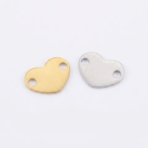 Conector En Forma De Corazón Dije Acero Inoxidable 304 Doble Agujero Pulido Espejo DIY Pulsera Collar Joyería